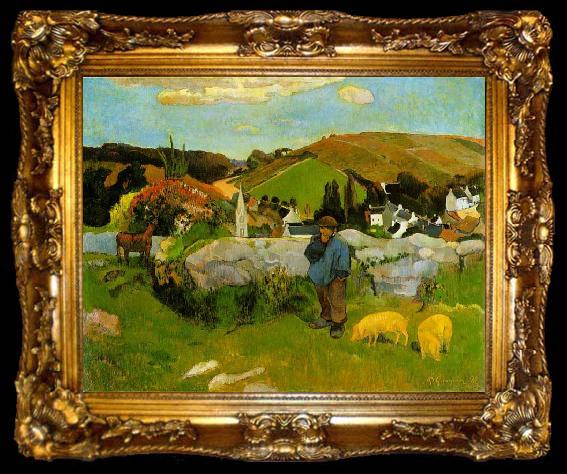 framed  Paul Gauguin The Swineherd, Brittany, ta009-2